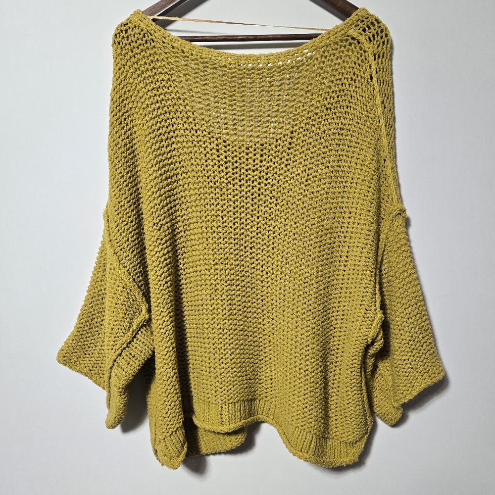 Free People Halo Oversized Knit Sweater Mustard Yellow Medium - Picture 3 of 7